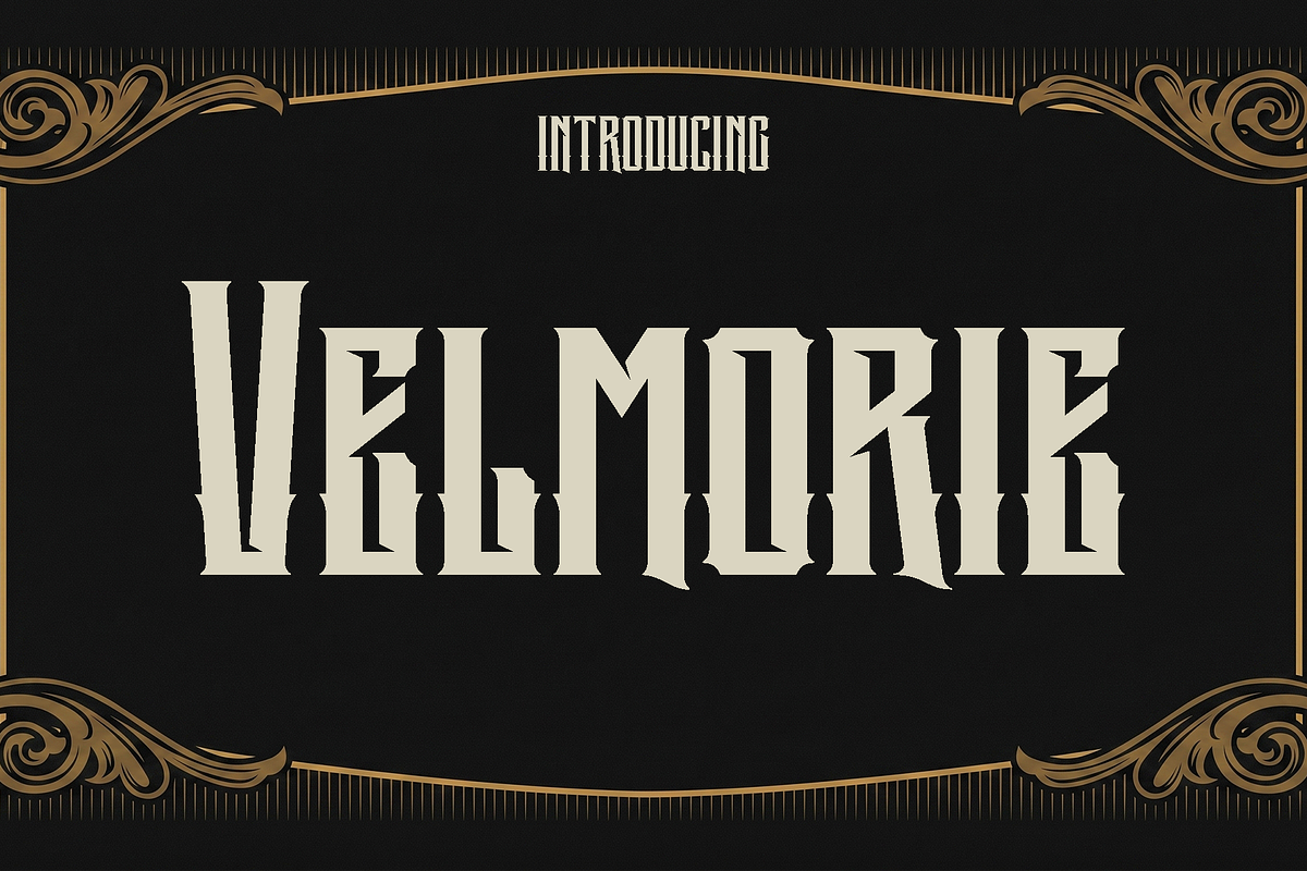 Velmorie - Vintage Metal Font, a Sans Serif Font by Luna Shop (Photo 1 of 6)