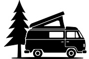 Camper Van and Pine Tree Silhouette, a Transportation Illustration by abu67222 (Thumbnail 3 of 13)
