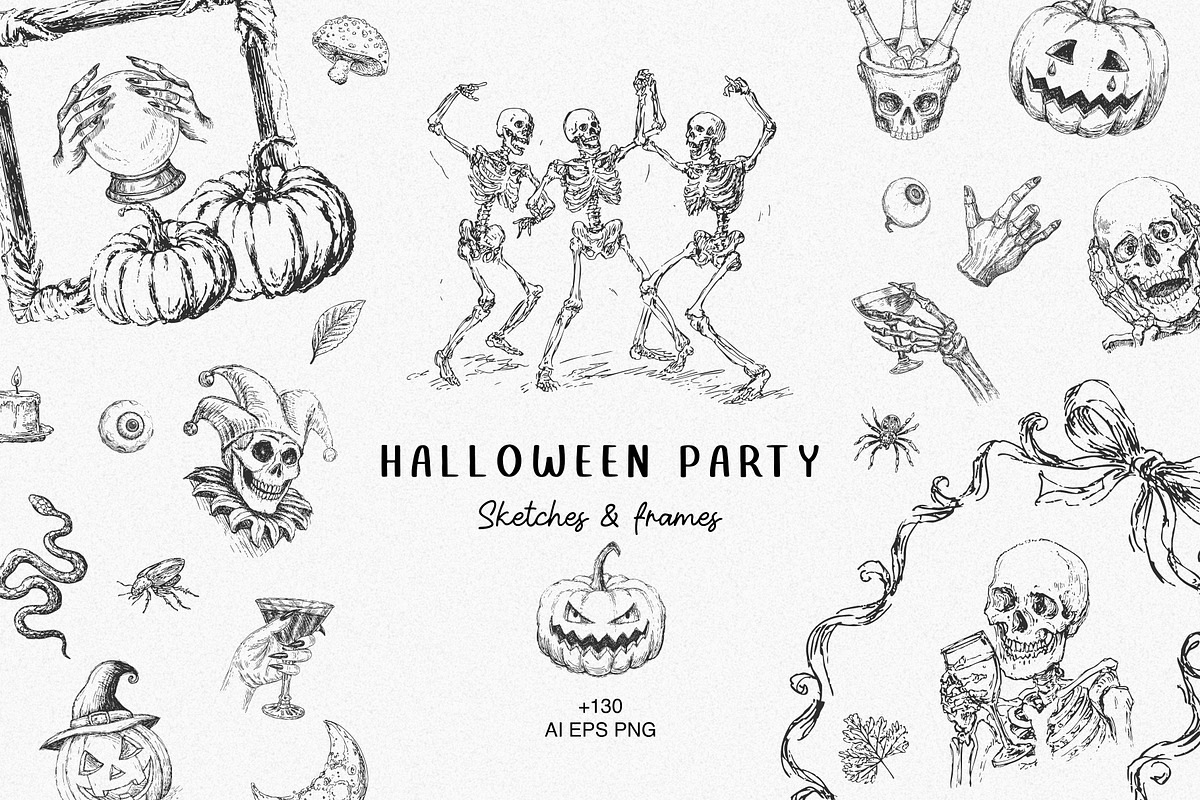 Halloween Party. Sketch Collection, a Seasonal Illustration by Polli Deeva (Photo 1 of 13)