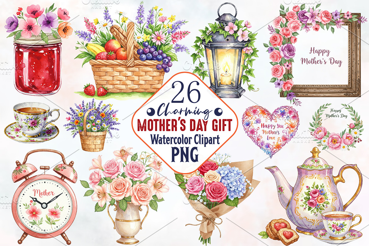Charming Mother's Day Gift Clipart, a Seasonal Illustration by RobertsArt (Photo 1 of 7)