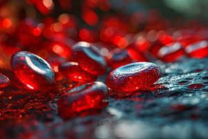 3d rendering of red blood cells flow, a Health & Medical Photo by Pixeness Studio