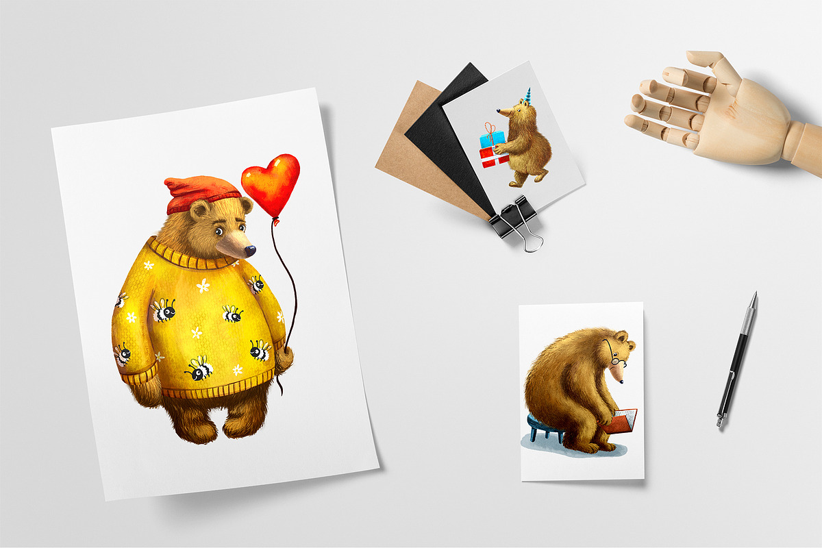 Bear in Love - Clipart Set, an Animal Illustration by Mashamashastu (Photo 5 of 8)
