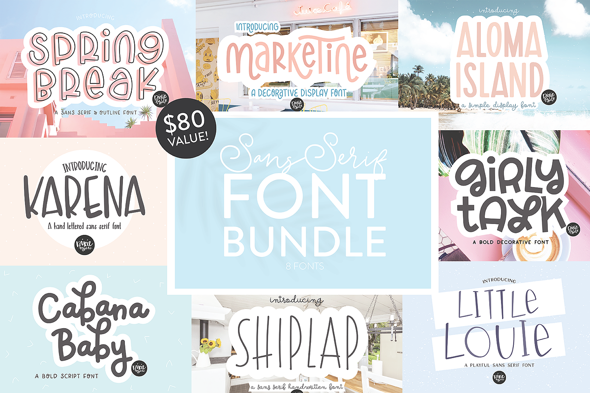 Sans Serif Hand Lettered Font Bundle