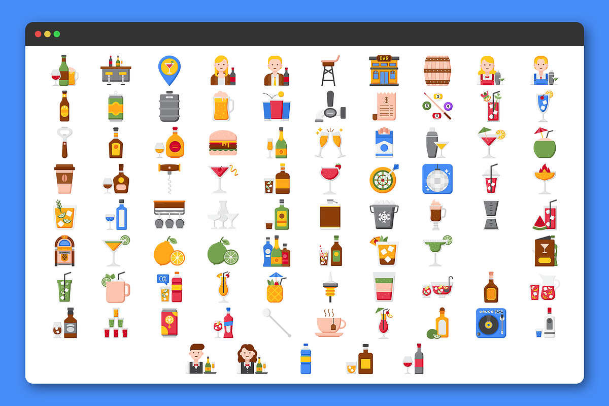 85 Cocktail Bar Icons, a Solid Icon by Flat Icons (Photo 7 of 7)