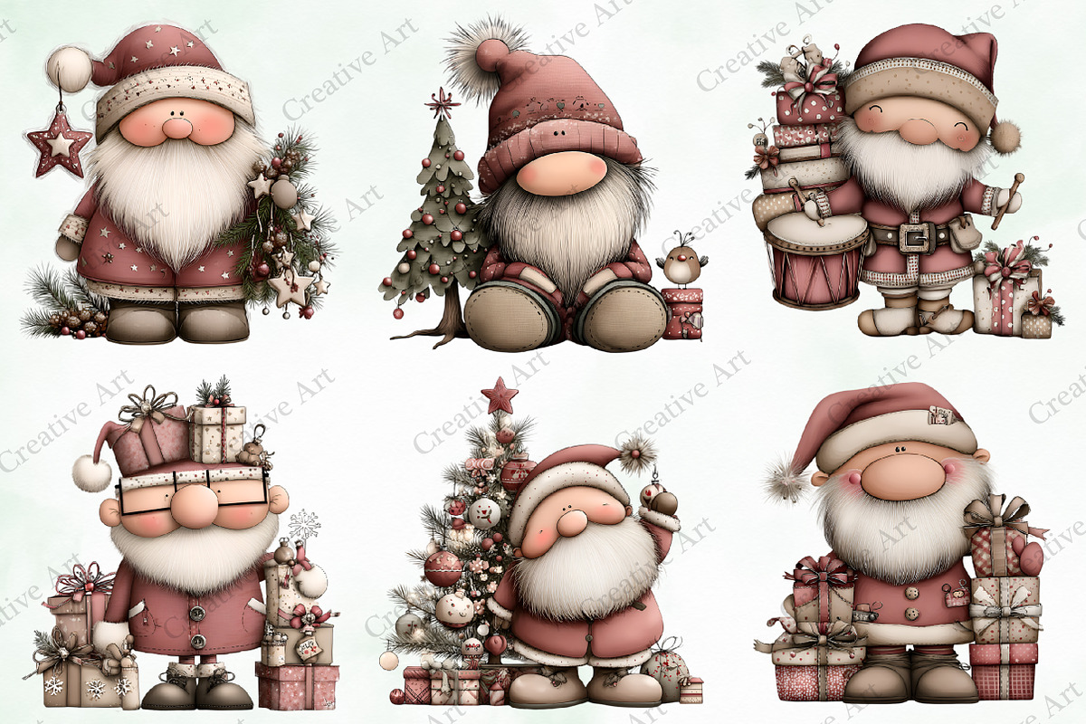Watercolor Christmas Santa Clipart, an Illustration by Creative Art (Photo 4 of 9)
