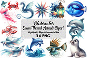 Ocean-Themed Animals Clipart Bundle, an Illustration by Daily.Designs (Thumbnail 1 of 5)