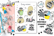 Funny Racoon sticker sheet, an Animal Illustration by Big Squirrel (Thumbnail 1 of 4)