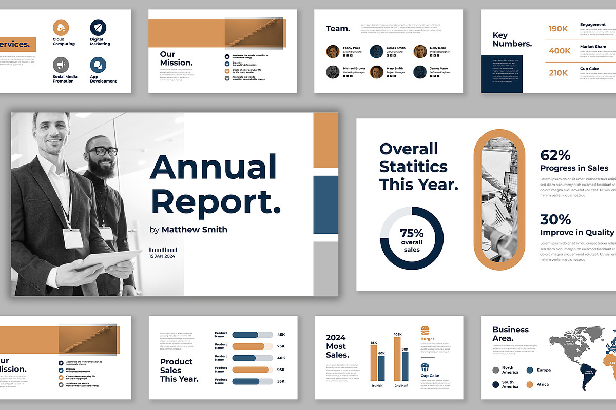 Annual Report PowerPoint Template, a Presentation Template by Mighty-Slide (Photo 1 of 6)