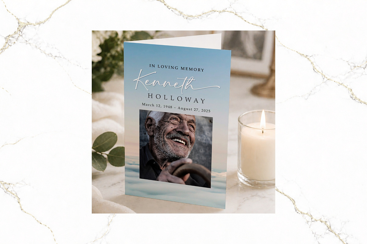Funeral Bifold Program Canva FR011, a Brochure Template by TyphoonStudio (Photo 4 of 9)