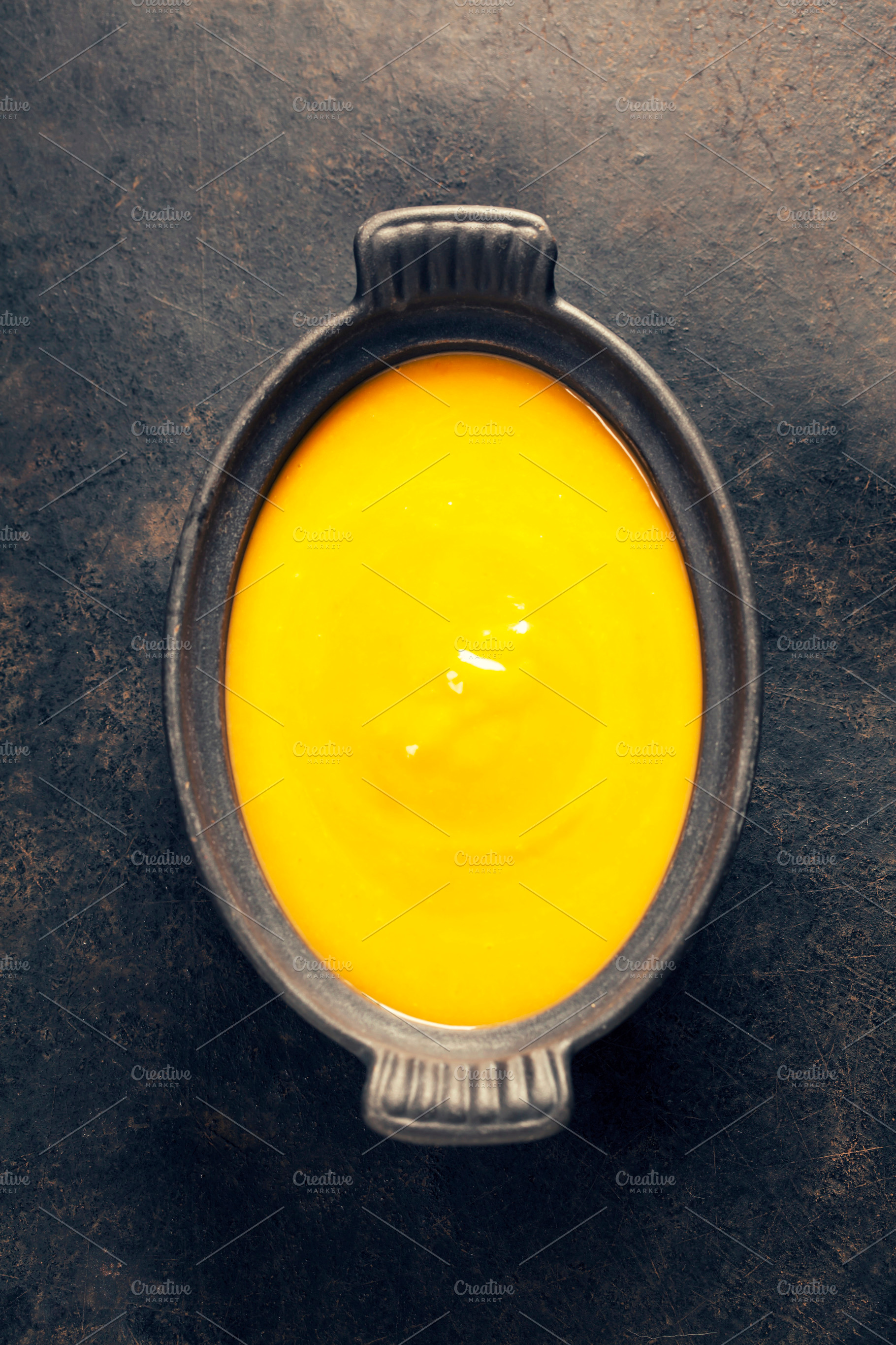 Homemfde Pumpkin soup in Black Cast Iron Pot, a Food & Drink Photo by Natalia Klenova's Shop