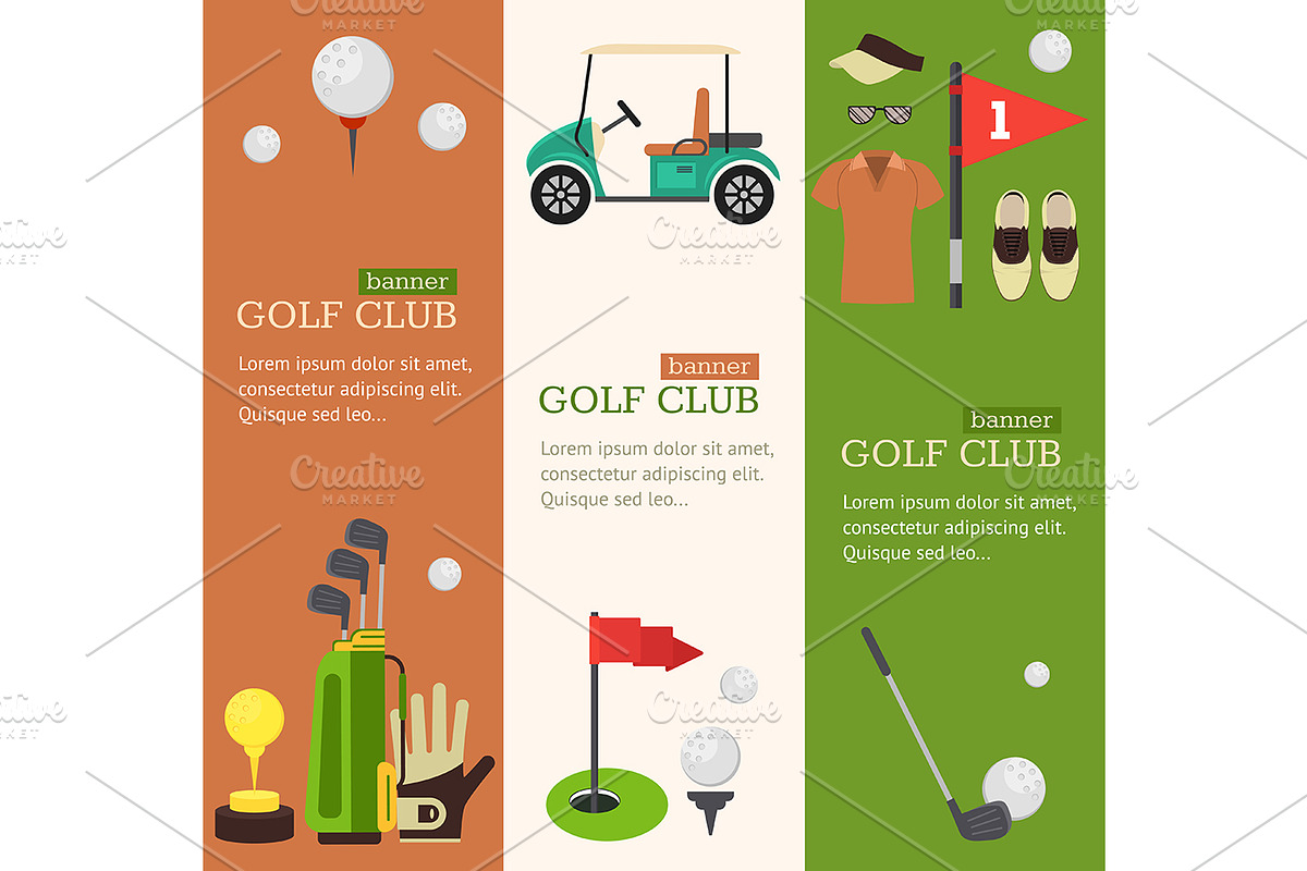 Golf Club Banner Flat Design Style, a Healthcare Illustration by Bigmouse_art (Photo 4 of 4)