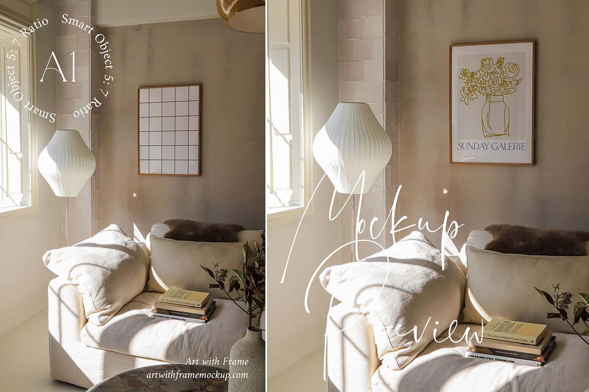 Living Room Frame Mockup, a Product Mockup by ArtwithFrame (Photo 3 of 9)