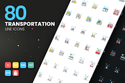 80 Transportation Modern Icons, an Outline Icon by Flat Icons (Thumbnail 1 of 7)
