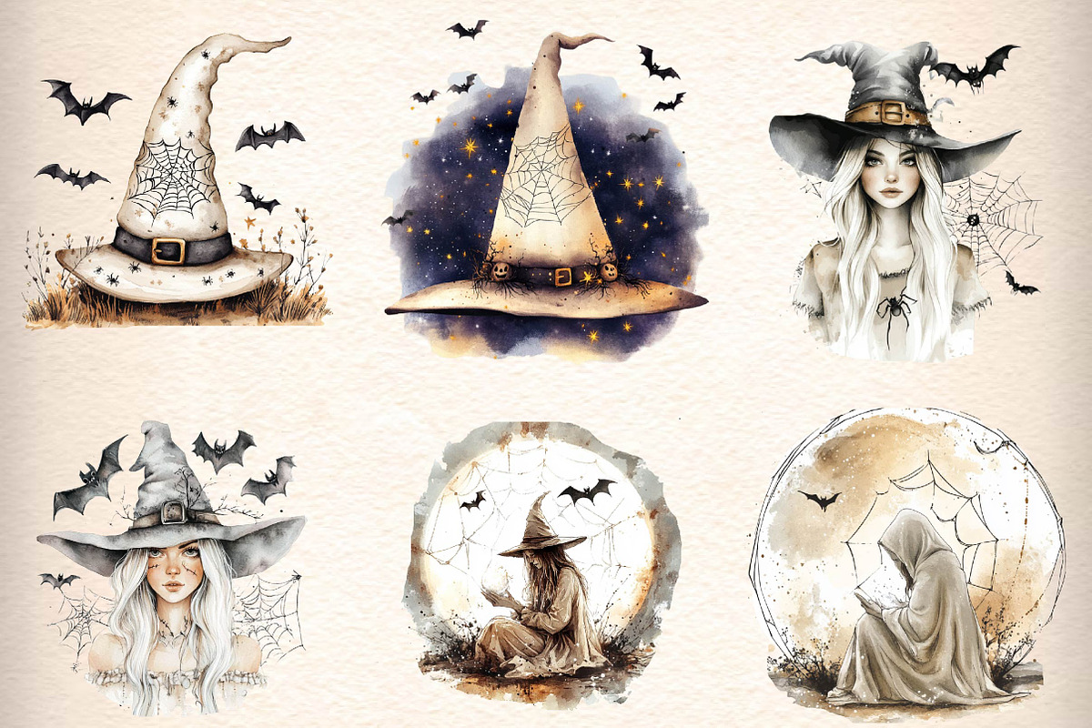 Halloween Witches Clipart, an Illustration by CreationArt (Photo 3 of 5)