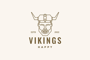 Head Man Smile Beard Viking Logo