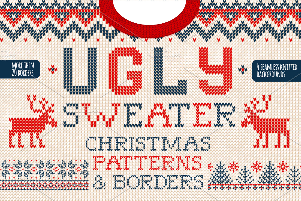 Christmas seamless knitted patterns, a Pattern Graphic by VasilkovS (Photo 1 of 5)