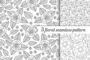 3 floral vector seamless pattern