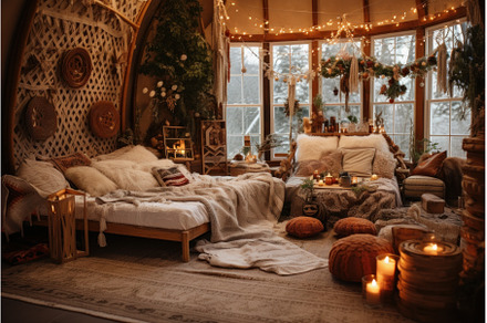 Vibrant Boho winter room tent, a Holiday Photo by Ylivdesign