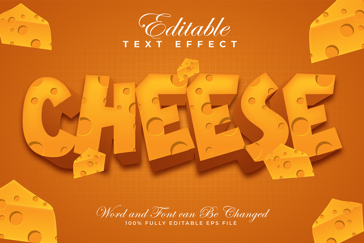 Cheese 3D Text Effect | EPS Vector, a Layer Style Add-On by padilah_a