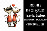 Quirky Valentine Cats Couple PNG, an Illustration by Designking (Thumbnail 4 of 5)