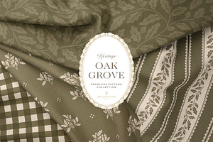 Oak & Acorn Autumn Patterns - Olive, a Pattern Graphic by Eclectic Anthology