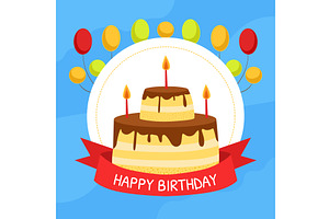 Happy Birthday Banner Template with, an Illustration by TopVectors