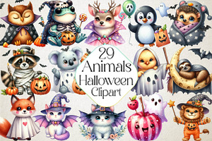 Halloween Animals Clipart, an Illustration by DreamPrint404
