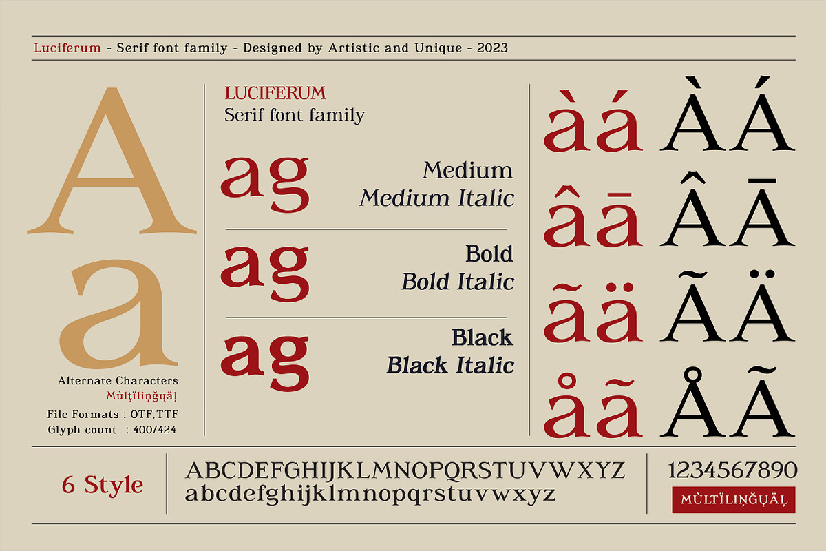 Luciferum - Serif font family, a Serif Font by Artistic & Unique (Photo 5 of 15)