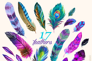 Watercolor Feathers