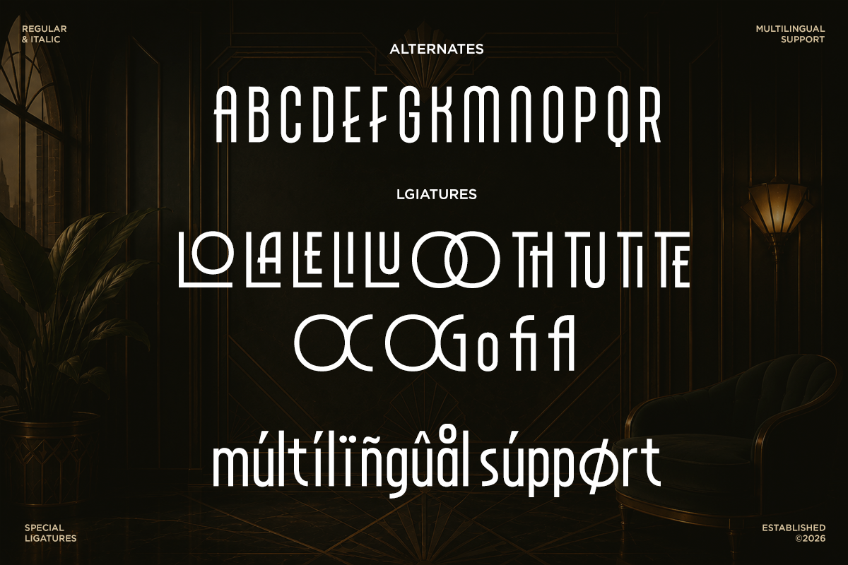 Astorisa - Art Deco Sans Serif Font, a Sans Serif Font by RagamKata (Photo 10 of 10)
