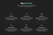 Minimal Dark UI Personal Resume Web, a HTML Template by Themeplaza (Thumbnail 3 of 6)
