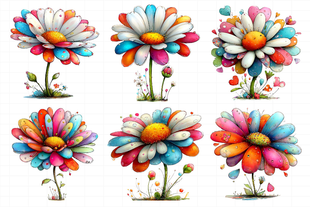 Whimsical Spring Daisy Flower Clipar, an Illustration by Daily.Designs (Photo 6 of 7)