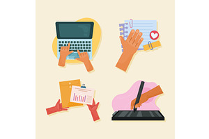 scenes of hands working, an Object Illustration by studiogstock