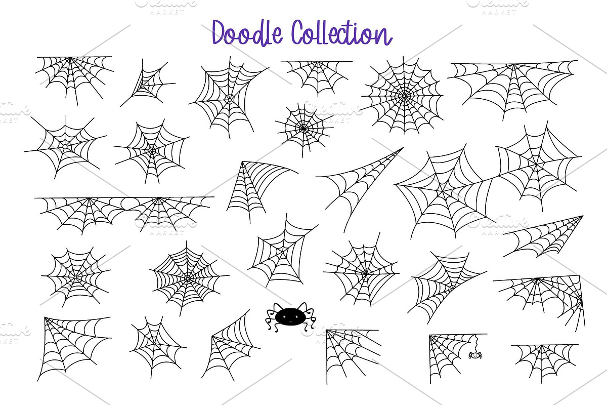 Spider Webs doodle clipart, a Seasonal Illustration by Contes_de_fée (Photo 2 of 8)