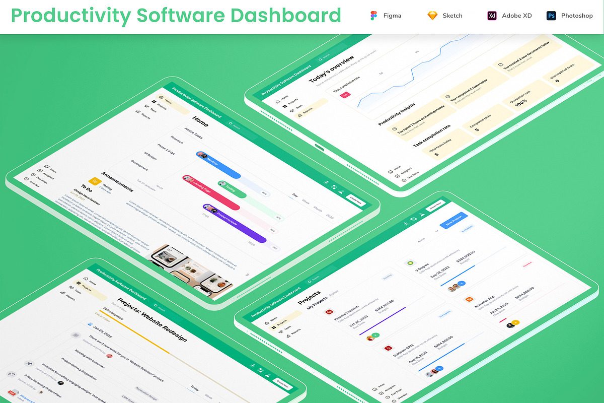 Productivity Software & Task Web App, an UI Kit Template by nagaredesignstudio (Photo 1 of 5)
