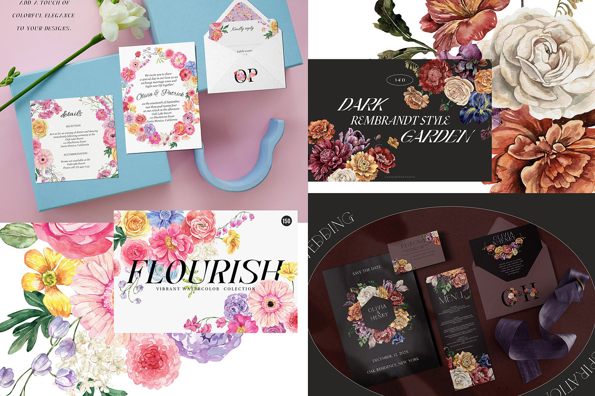 Watercolor Floral BUNDLE handpainted, an Illustration by SunnyAfternoons (Photo 9 of 10)