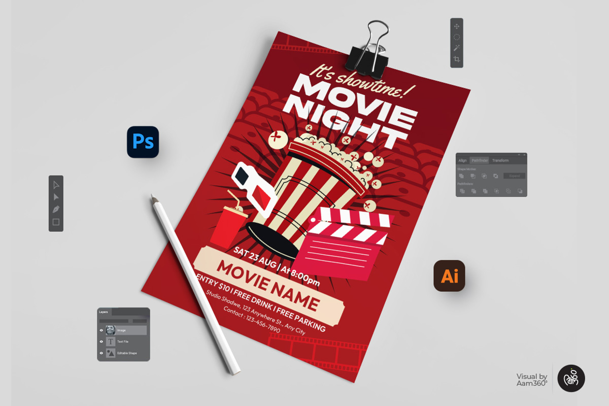Movie Night Flyer Template, a Flyer Template by Aam360 (Photo 3 of 3)