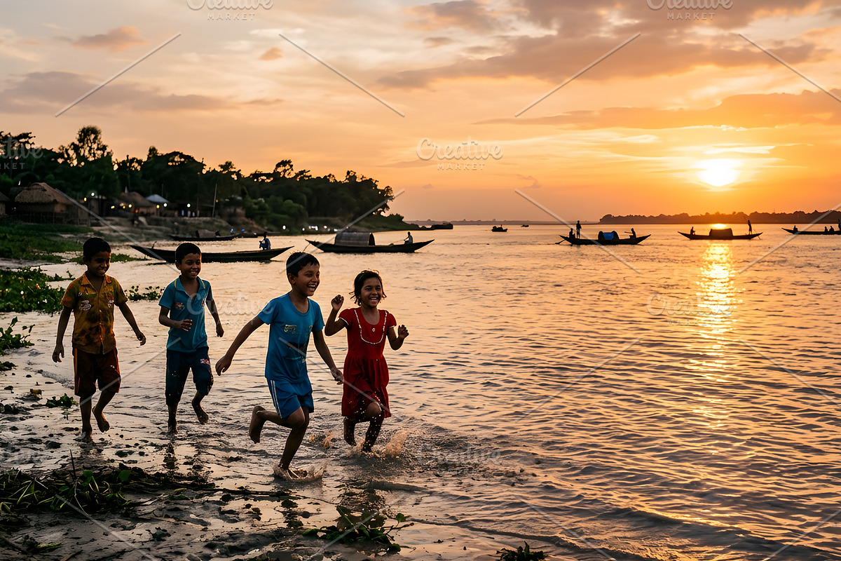 Children playing on the river bank, a Person Photo by nandinigraphics (Photo 3 of 3)