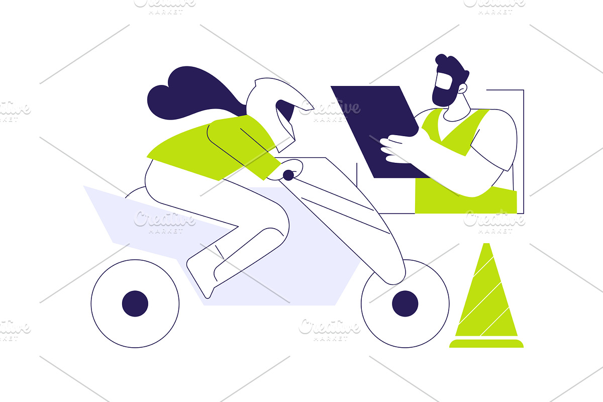 Motorcycle driving lessons abstract, a Transportation Illustration by Visual Generation