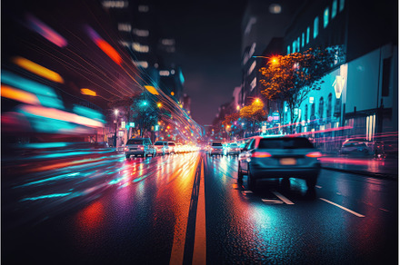 neon night city crossing with, a Transportation Photo by Sergey Kotenev