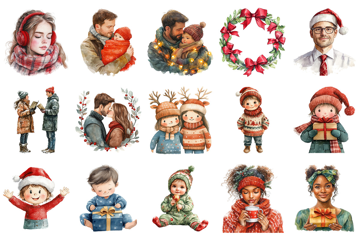 Black Family Christmas Clipart, an Illustration by Daily.Designs (Photo 2 of 4)