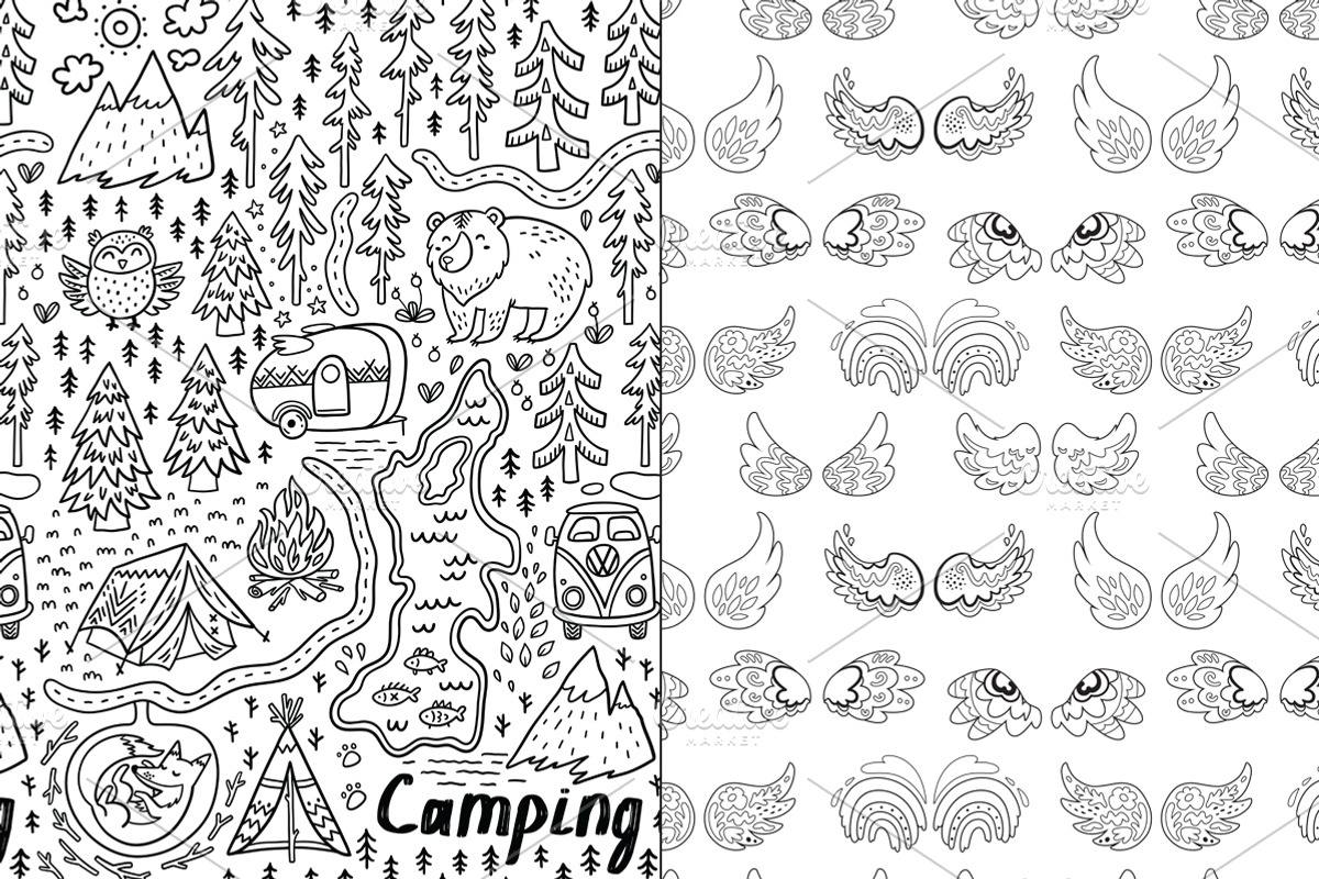 32 Seamless Coloring Patterns, a Pattern Graphic by PenguinHouse (Photo 3 of 14)