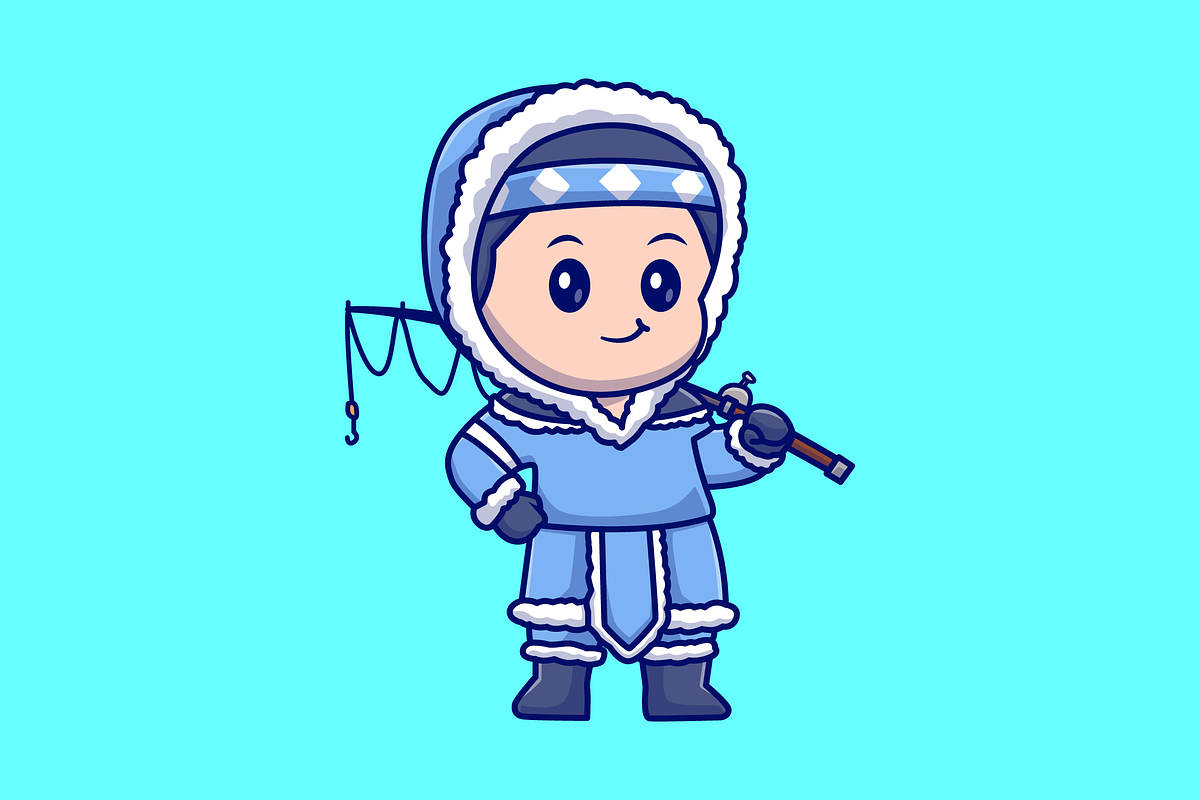 Cute Boy Holding Fishing Rod Cartoon, a Person Illustration by Catalyst Labs