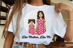Like Mother Like Me Embroidery PNG, an Illustration by CrexoraLab