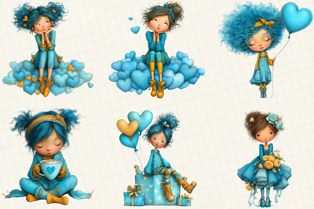 Quirky Valentine Day Woman Clipart, an Illustration by DreamCafeArt (Photo 2 of 7)