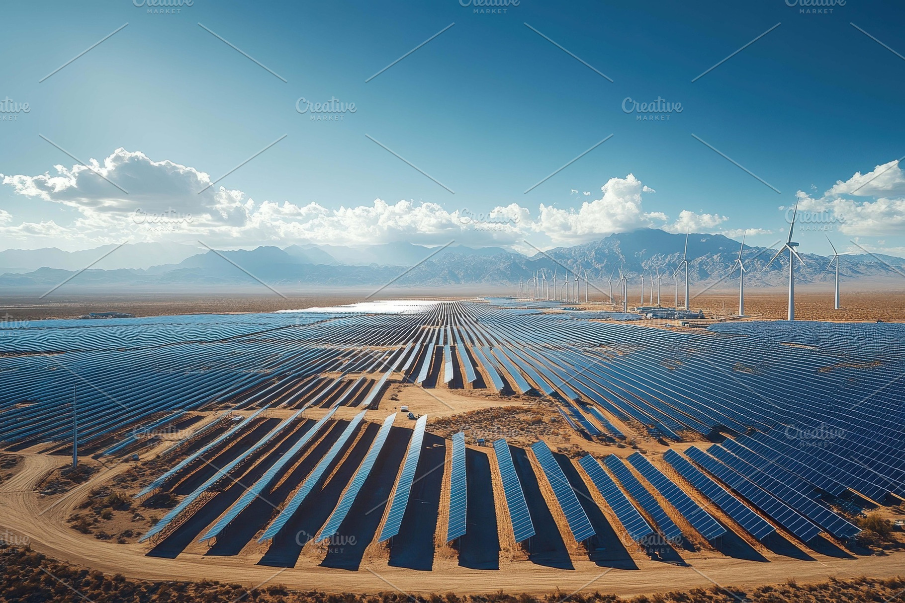 Renewable energy landscape featuring, a Photo by Tanuart