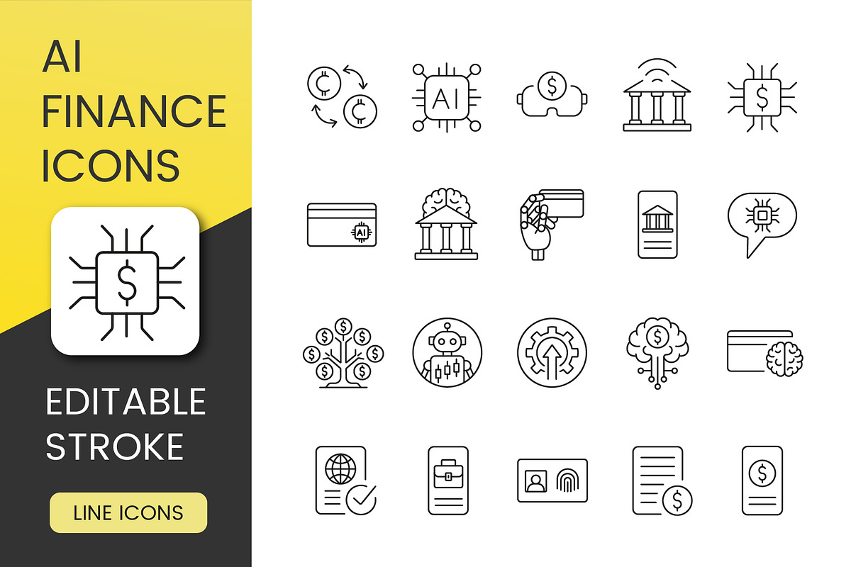 AI Finance Icon Set, an Outline Icon by Grand Design (Photo 1 of 3)