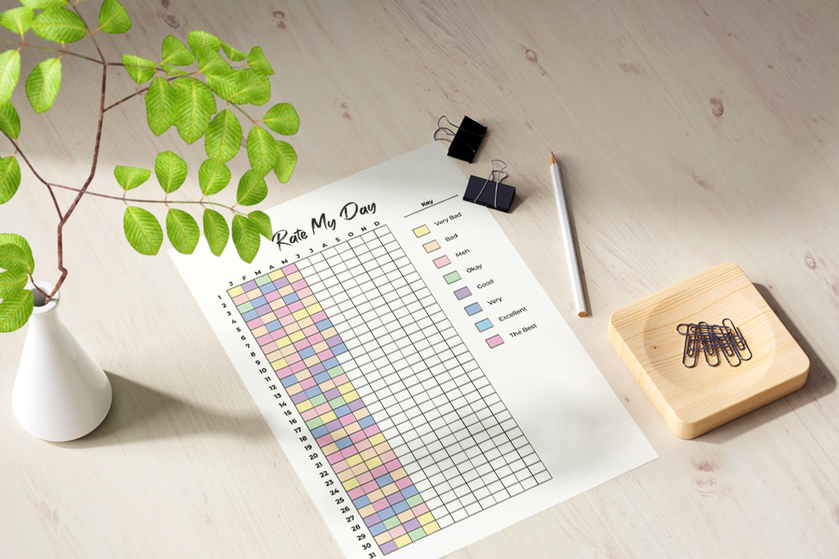 Rate My Day | Daily Mood Tracker, a Print Template by Graphicsnext (Photo 2 of 4)