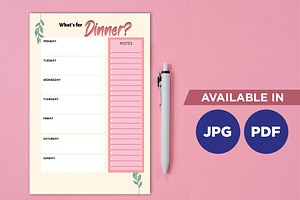 Printable Dinner Planner