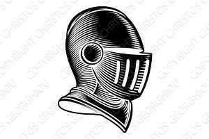 Knight Helm Medieval Helmet Vintage, a Decorative Illustration by Christos Georghiou
